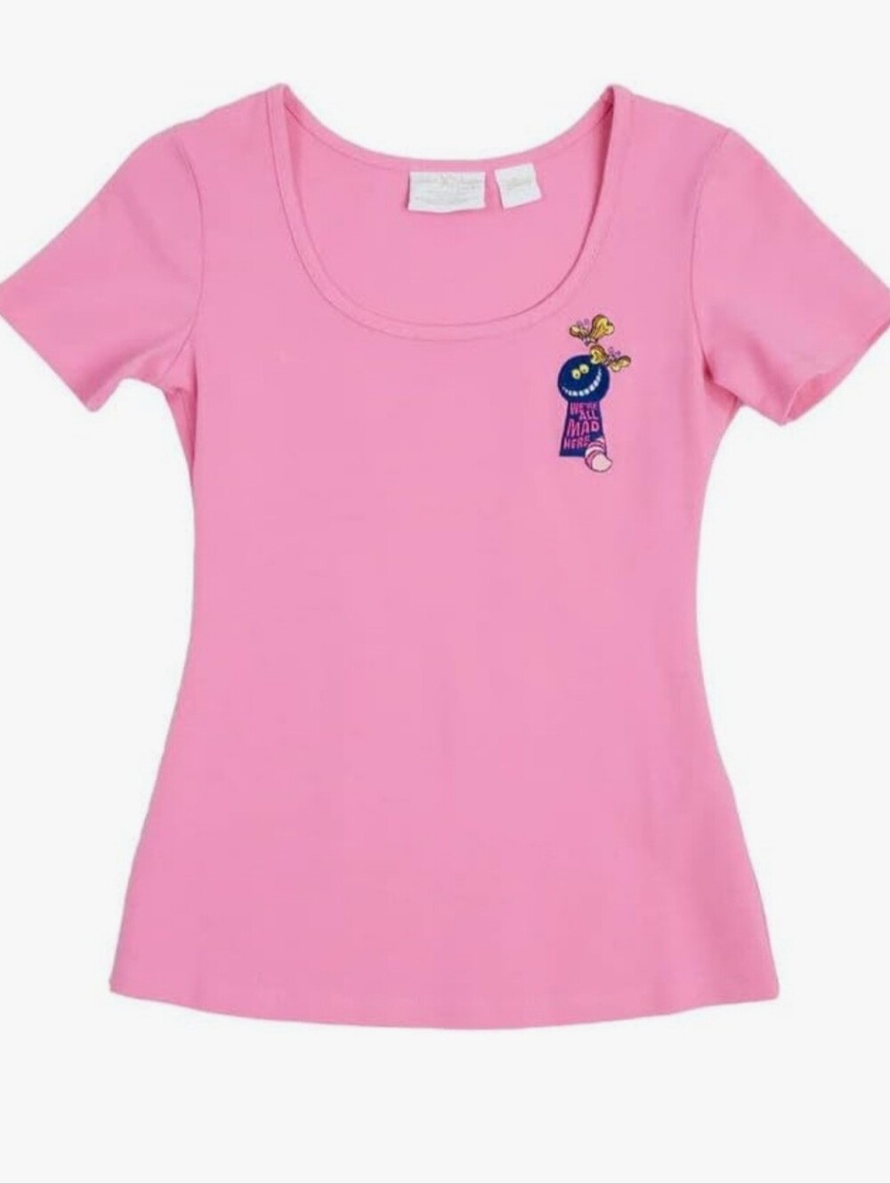 Disney 1XL Alice In Wonderland Mad Keyhole Kelly Top With Pin